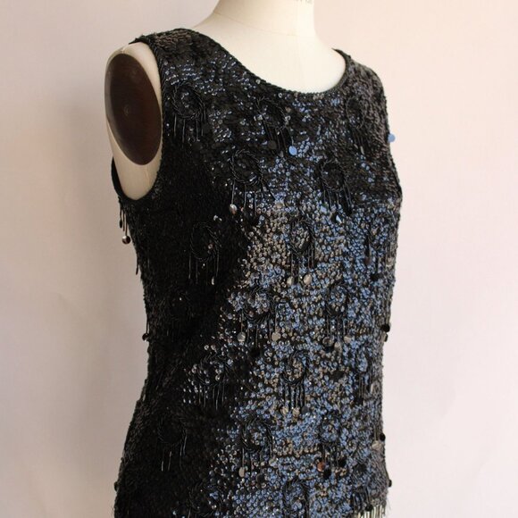 Vintage 1960s Womens Top, Forecast Shops Beaded and Sequined Sweater Blouse, - Picture 5 of 10
